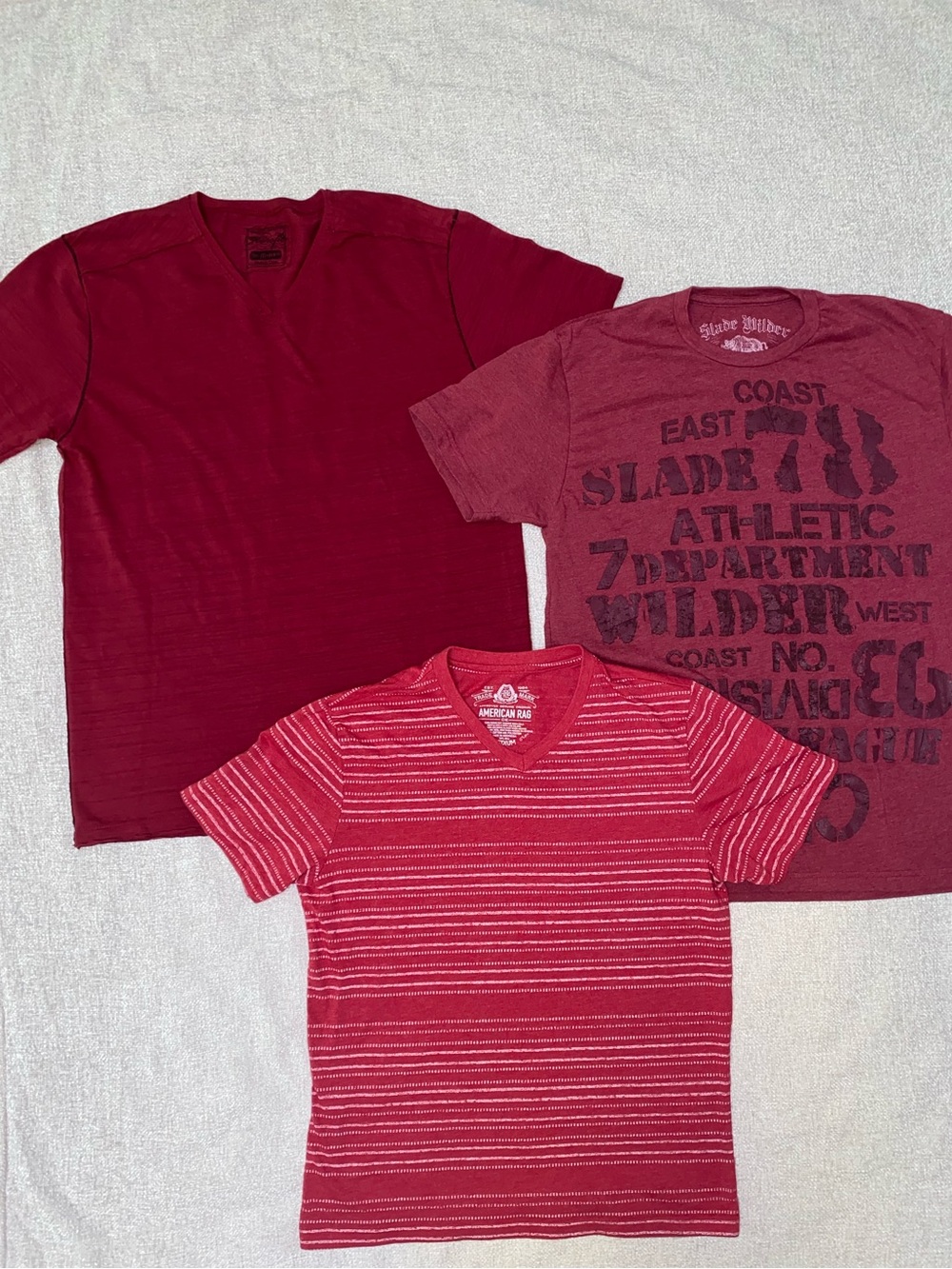 Men's Medium T-Shirt Bundle 3 Pack | American Rag Slade Milder Retrofit Red Tees